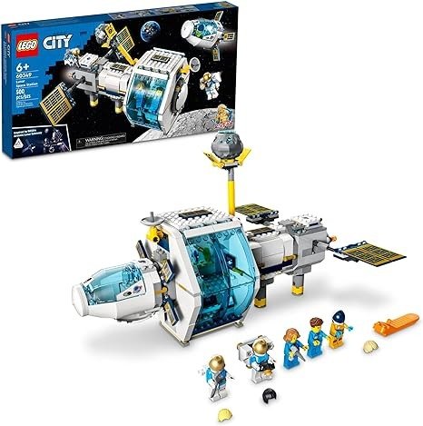 City Lunar Space Station, 60349 NASA Inspired Building Toy, Model Set with Docking Capsule, Labs and 5 Astronaut Minifigures