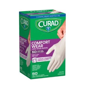 Curad Powder-Free Latex Gloves, 50 Ct
