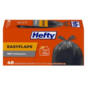 Hefty Easy Flaps Multipurpose Large Trash Bags, 40 Count
