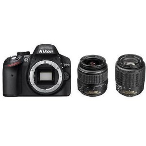 Nikon D3200 Digital SLR Camera Black Kit + 18-55mm + 55-200mm Lens