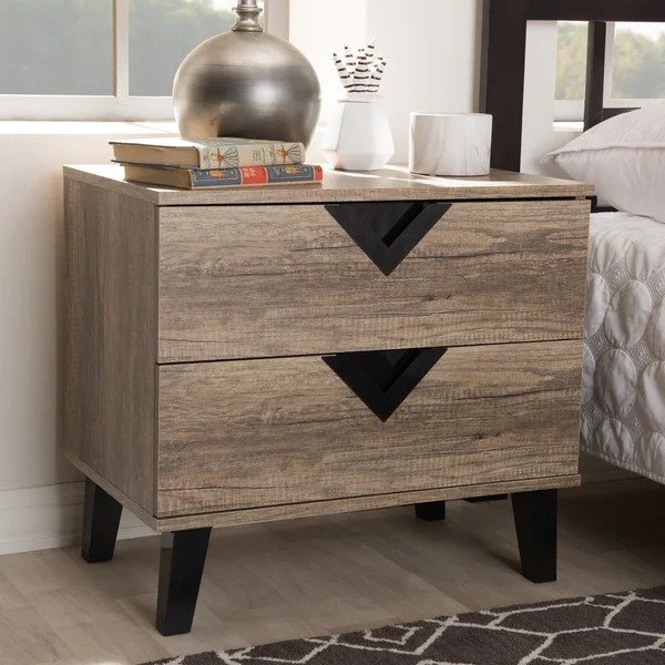 Dragor Contemporary Light Brown Wood Nightstand