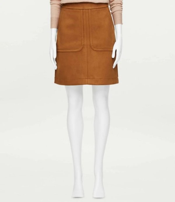 Faux Suede Pocket Skirt