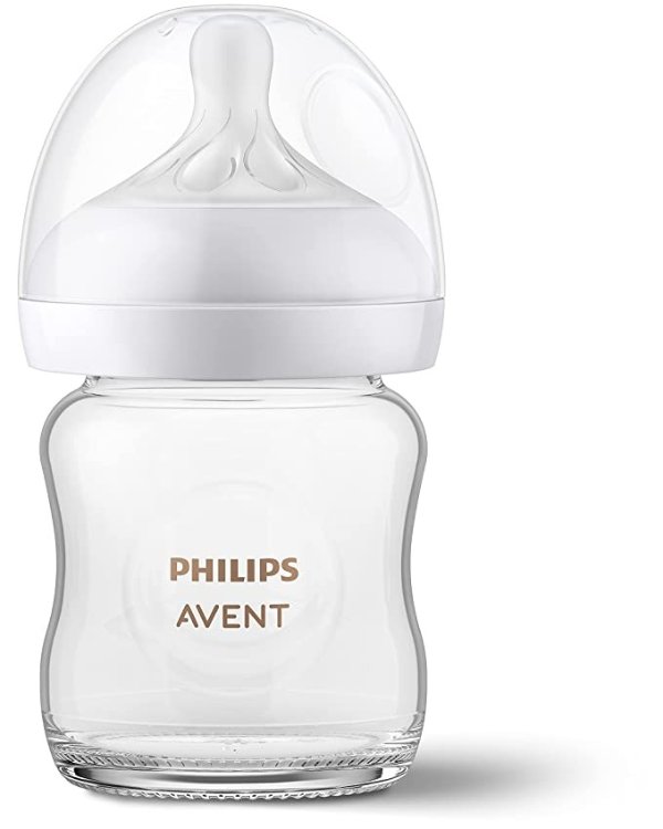 Philips AVENT Glass Natural Baby Bottle with Natural Response Nipple, 4oz, 1pk, SCY910/01