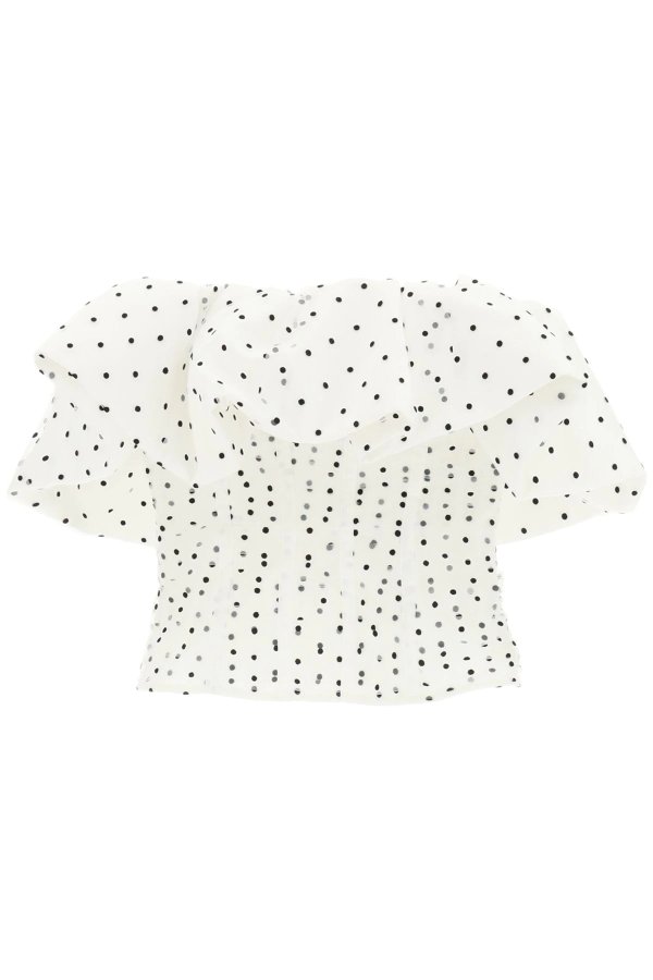 polka dot bustier top with ruffles