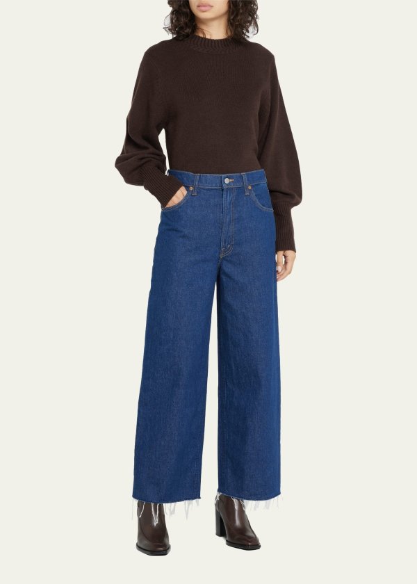 The Fun Dip Ankle Fray Wide-Leg Jeans