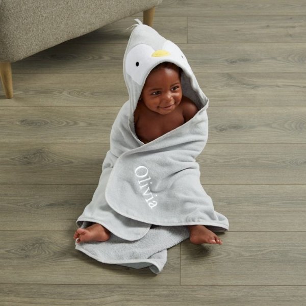 Personalized Penguin Hooded Towel