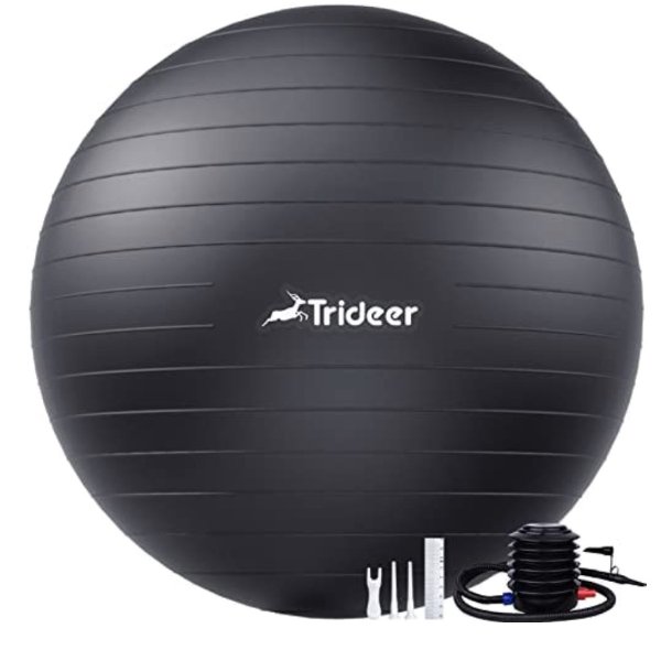 Trideer Yoga Ball Exercise Ball, 5 Sizes Ball Chair, Heavy Duty Swiss Ball for Balance, Stability, Pregnancy and Physical Therapy, Quick Pump Included