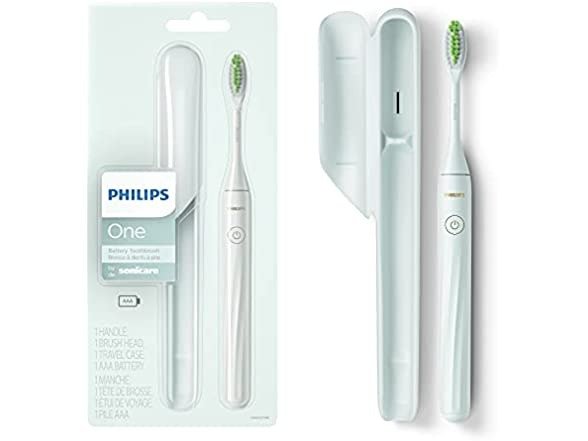Pack) Philips One by Sonicare Battery Toothbrush, Mint Light Blue, HY1100/03