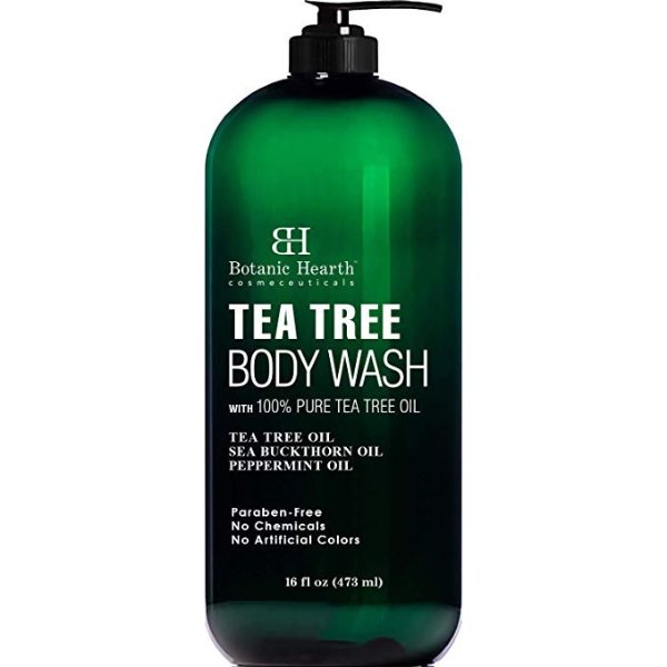 Tea Tree Body Wash, Helps Nail Fungus, Athletes Foot, Ringworms, Jock Itch, Acne, Eczema & Body Odor, Soothes Itching & Promotes Healthy Skin and Feet, Naturally Scented, 16 fl oz