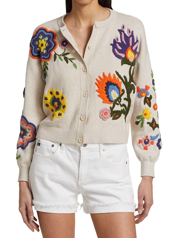 Lelia Floral-Embroidered Cardigan