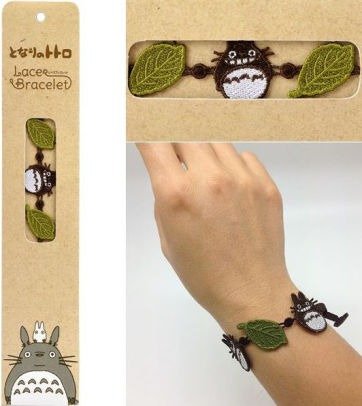 Lace Bracelet Totoro and Green Leaf