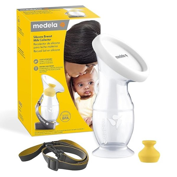 Silicone Breast Milk Collector, Milk Saver with Spill-Resistant Stopper, Suction Base and Lanyard, 3.4 oz/100 mL