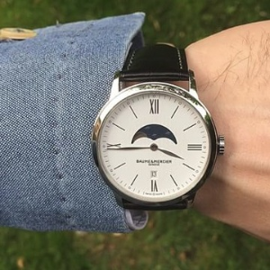 Today Only: BAUME ET MERCIER Classima White Dial Moonphase Men's Watch MOA10219