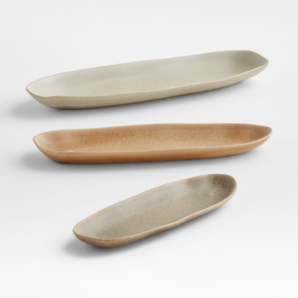 Grove Neutral Trays, Set of 3 | Crate & Barrel