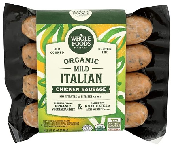 , Chicken Sausage Italian Mild Organic Step 3, 12 Ounce
