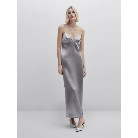 ★ Massimo Dutti★ Long camisole dress sheer detail 0667858 2eb5f46602f0e6c1a38c499.