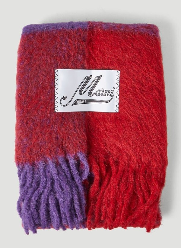 Logo Knit Scarf in Red