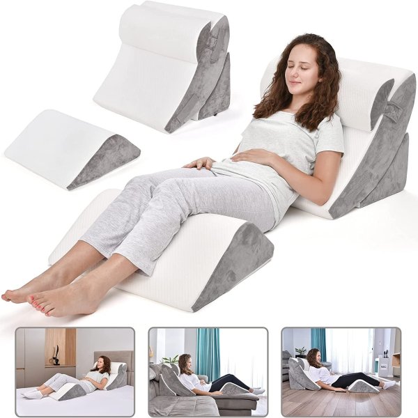 BRITENWAY Bed Wedge Pillow Set 4pc