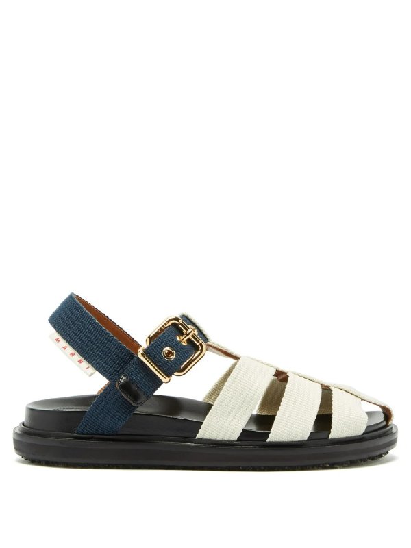 Fisherman leather and canvas sandals | Marni