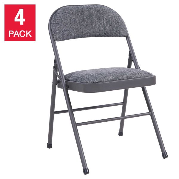 Upholstered Padded Folding Chair, 4-pack