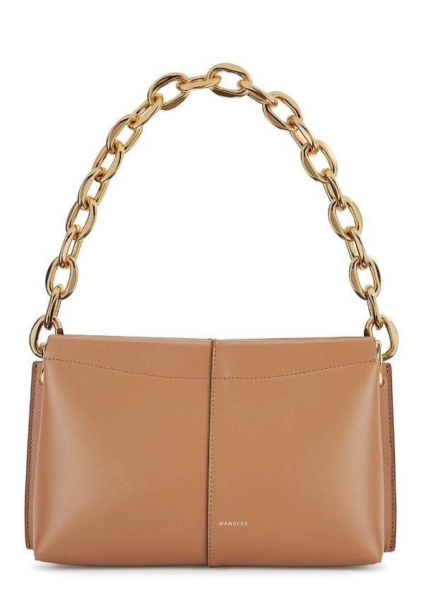 Carly mini brown leather top handle bag