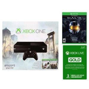 Xbox One 《刺客信条》套装 + 微软Xbox Live 3个月金卡会员+ 游戏《光环：士官长收藏版》