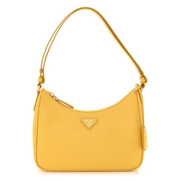 Saffiano Lux Re-Edition Mini Shoulder Bag Soleil