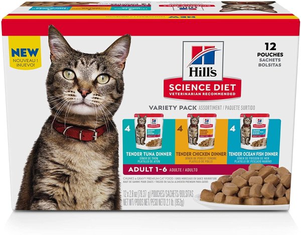 Hill's Science Diet Wet Cat Food Pouches, Adult, 2.8 oz Pouch