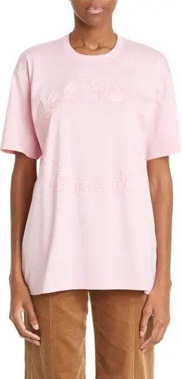 Women's Embroidered Crest Cotton Graphic Tee