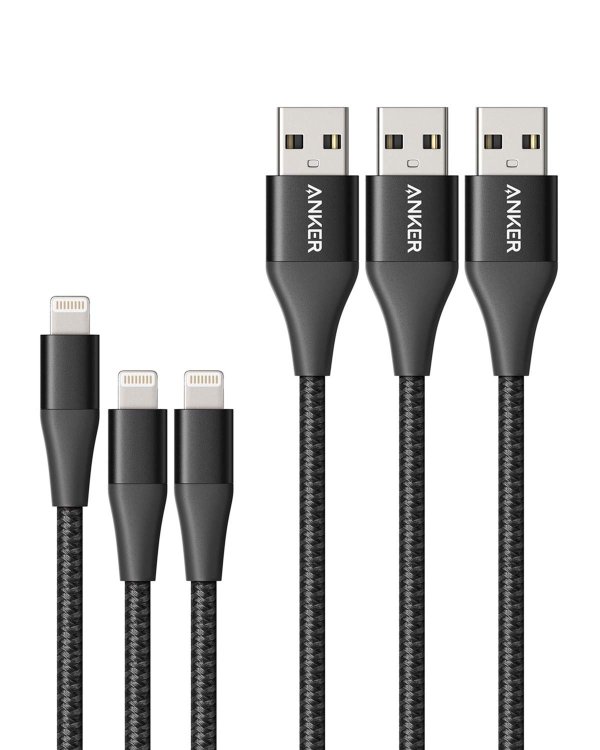 Powerline+ II Lightning Cable 3-Pack (3 ft, 3 ft, 6 ft), MFi