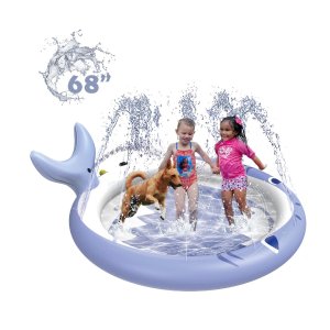 史低价：BWOU 68英寸鲨鱼造型儿童喷水池