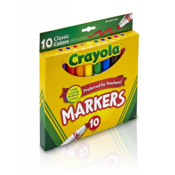 Broad Line Markers, Classic Colors, School Supplies, 10 Count