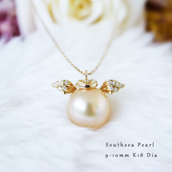 K18 South Seas pearl 9-10mm DIA necklace diagram southsea pearl necklace D0.028ct 12pcs