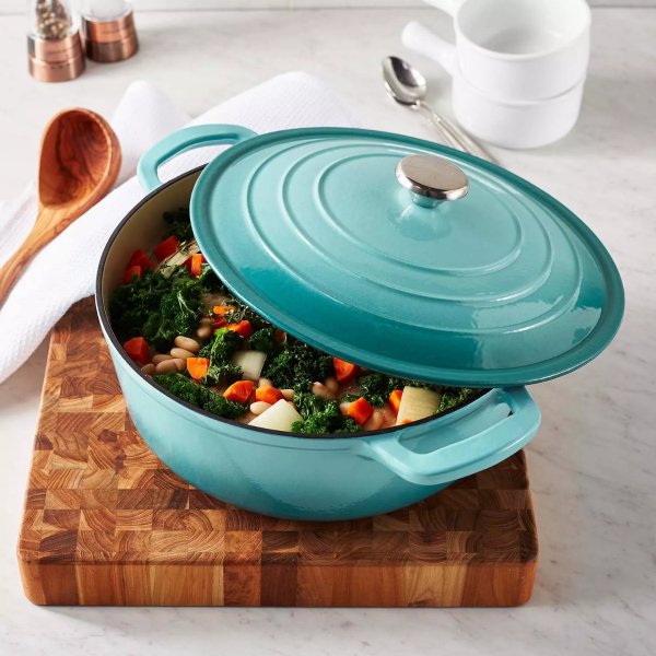 Enameled Cast Iron Round Wide Covered Dutch Oven, 7 qt.