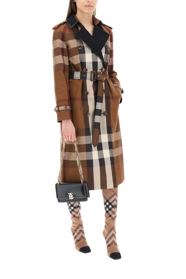 check cotton waterloo trench coat
