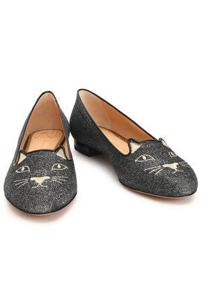 Kitty embroidered suede ballet flats