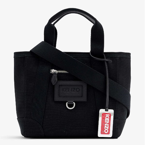 Brand-patch canvas tote bag