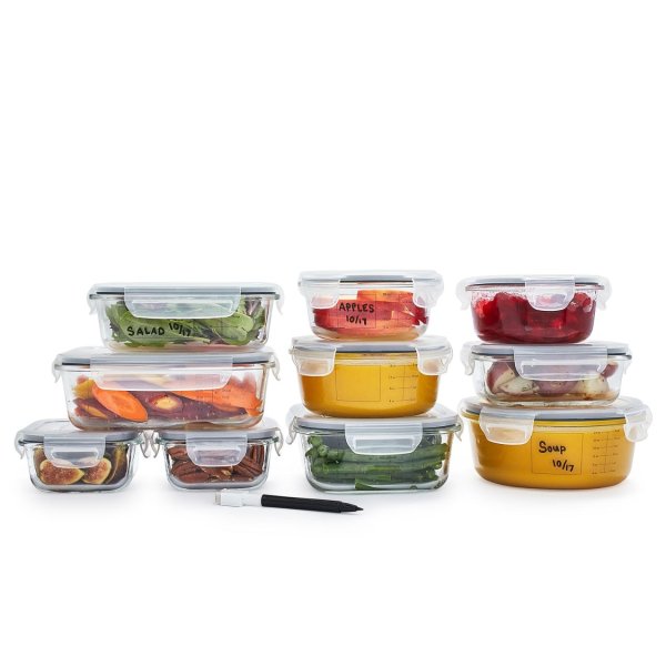 20-Piece Glass Storage Container Set with Pen