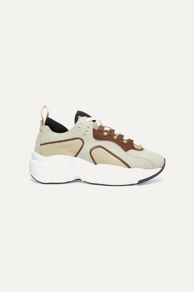 Manhattan leather, suede and mesh sneakers