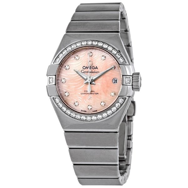 Constellation Pink Mother of Pearl Diamond Dial Automatic Ladies Watch 123.15.27.20.57.002