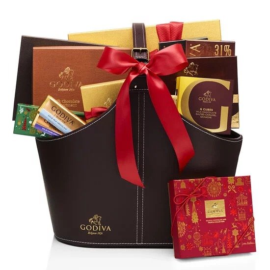 Happy Holidays Luxe Basket, Red Ribbon