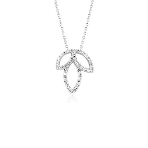 Monique Lhuillier Diamond Leaf Necklace in 18k White Gold (1/4 ct. tw.) | Blue Nile