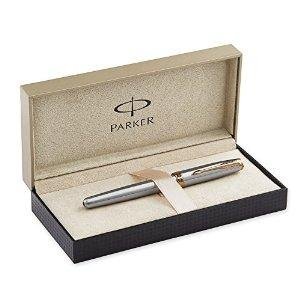 Parker Sonnet Fountain Pen, Medium Point, Stainless Steel with Gold Trim