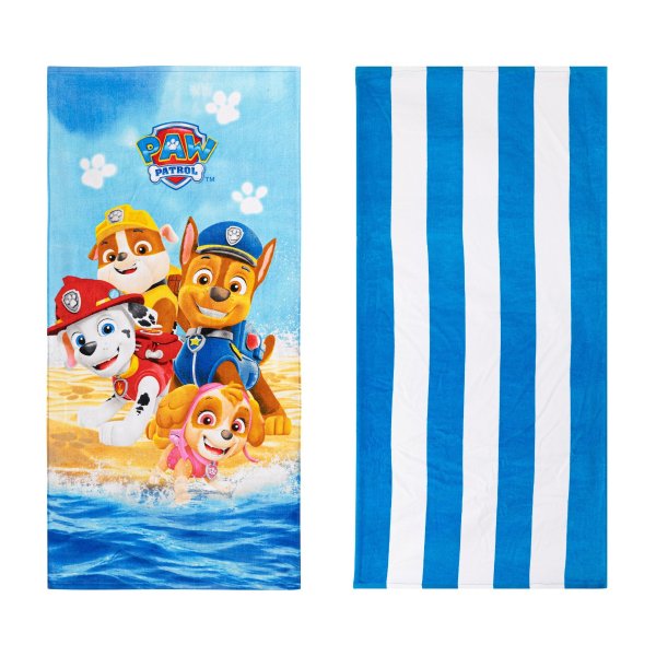 Kids 2-Piece Character and Stripe Cotton Beach and Bath Towel Bundle Set