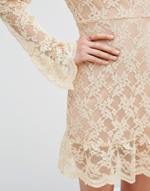 Missguided Cold Shoulder Lace Overlay Dress at asos.com