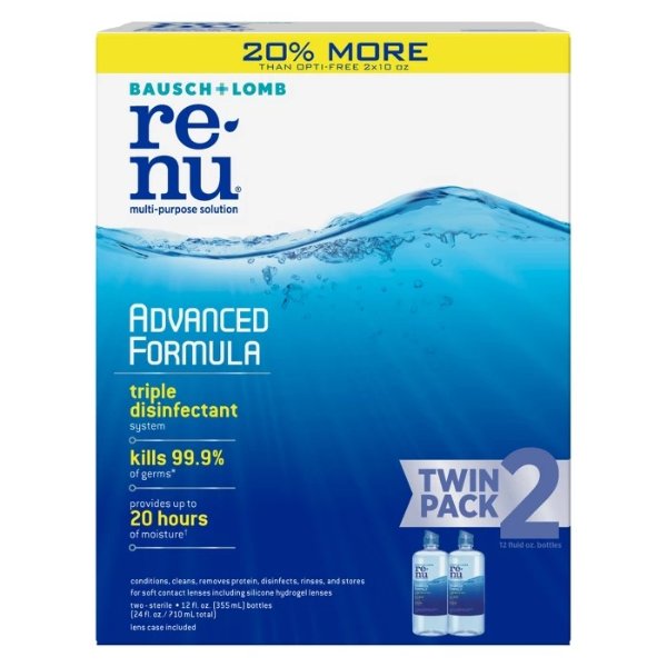 renu Contact Solution, Advanced Triple Disinfectant Formula - 24 fl oz