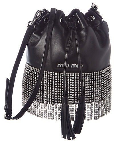 Leather & Crystal Bucket Bag