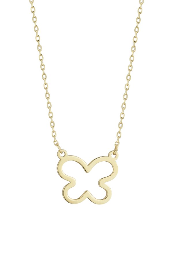 14K Yellow Gold Butterfly Pendant Necklace