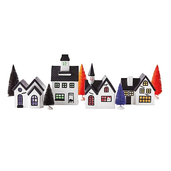 H for Happy™ 13-Piece Halloween Village Set with LED Lights in White | Bed Bath & Beyond