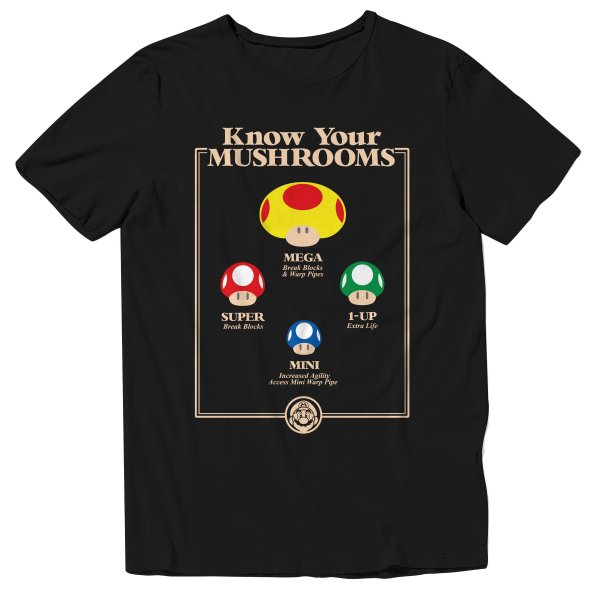 Super Mario Bros. Know Your Mushrooms T-Shirt | GameStop